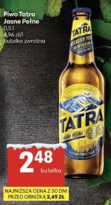 Piwo Tatra Jasne Pełne promocja w Delikatesy Centrum
