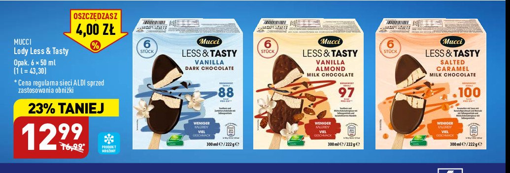 Lody vanilla almond Mucci less & tasty promocja