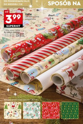 Papier do pakowania prezentów długość 5m różne wzory i kolory promocja w Biedronka