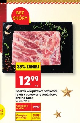 Boczek wieprzowy bez kości i skóry pakowany próżniowo Kraina Mięs, 1,50 zł/100 g promocja w Biedronka