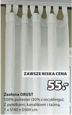 Zasłona ORUST 100% z pętelkami, kanalikiem i taśmą 140x300 cm promocja w Jysk