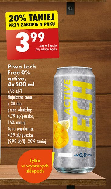 Piwo Lech free active hydrate mango i cytryna promocja