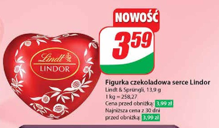 Serce czekoladowe Lindt lindor promocja w Dino