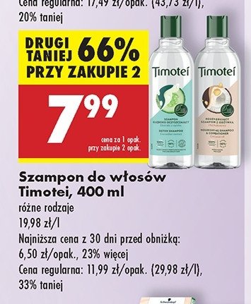 Szampon do włosów kokos Timotei promocja w Biedronka