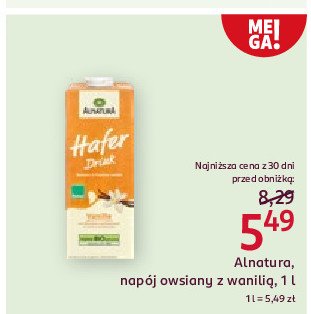 Napój owsiany waniliowy Alnatura promocja w Rossmann