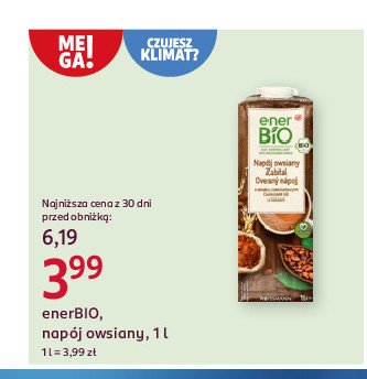 Napój owsiany czekoladowy Enerbio promocja w Rossmann