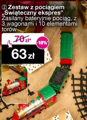 Zestaw z pociągiem "Świąteczny ekspres" - Zasilany bateryjnie pociąg, z 3 wagonami i 10 elementami torów promocja w Woolworth