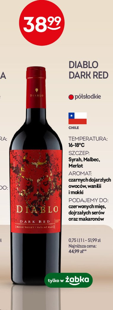 Wino Diablo dark red promocja w Żabka