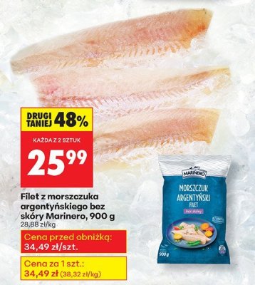 Filet z morszczuka argentyńskiego bez skóry Marinero, 900 g promocja w Biedronka