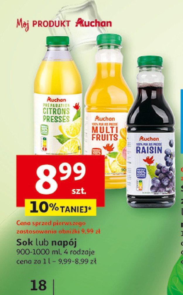 Sok winogronowy Auchan różnorodne (logo czerwone) promocja