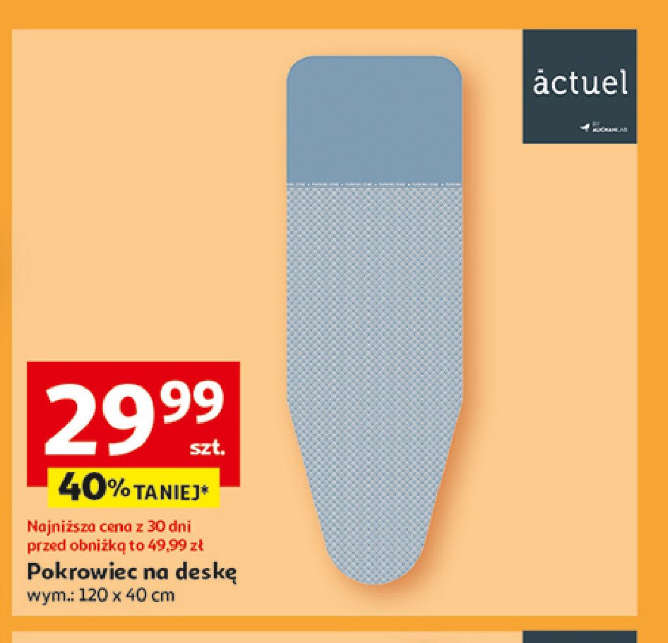 Pokrowiec na deskę do prasowania 120 x 40 cm Actuel promocja w Auchan