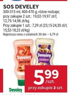 Sos Develey różne rodzaje promocja w Stokrotka
