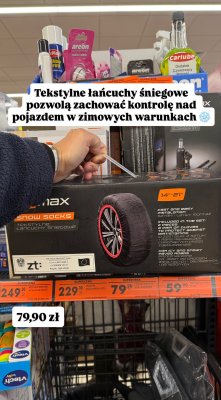 Tekstylne łańcuchy śniegowe promocja w Biedronka
