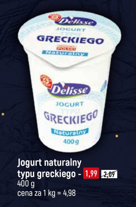 Jogurt naturalny typu greckiego Wiodąca marka delisse promocja