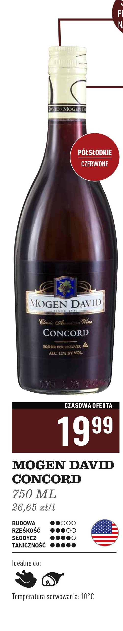 Wino Mogen david concord promocja w Biedronka