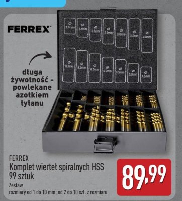 Komplet wierteł spiralnych HSS 99 sztuk FERREX promocja w Aldi