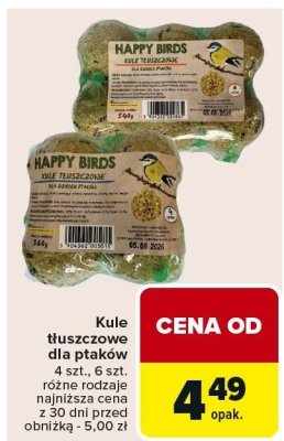 Kule tłuszczowe dla ptaków 4 szt., 6 szt. różne rodzaje Carrefour promocja w Carrefour