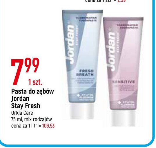 Pasta do z臋b贸w fresh breath Jordan stay fresh promocja