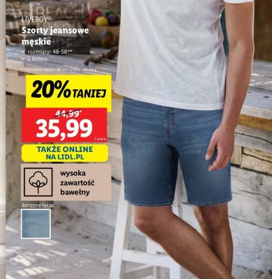 Szorty męskie jeansowe 48-58 Livergy promocja
