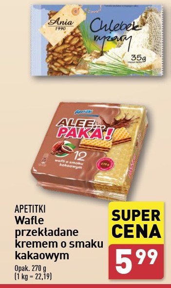 Wafle kakaowe Apetitki promocja w Aldi