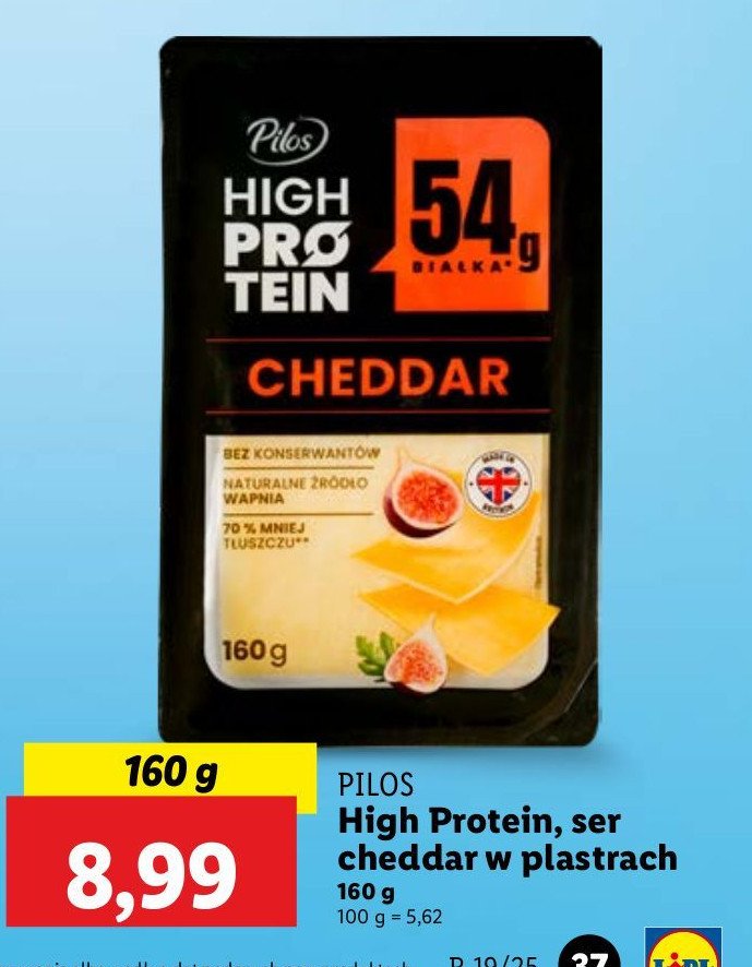 Ser cheddar plastry PILOS HIGH PROTEIN promocja