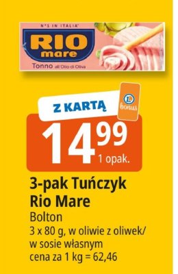 3-pak Tuńczyk Rio Mare Bolton promocja w Leclerc