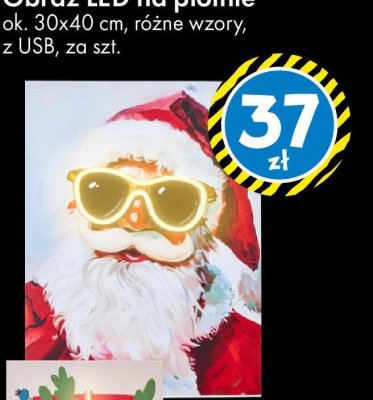 Obraz LED na płótnie ok. 30×40 cm, różne wzory, z USB promocja w Tedi