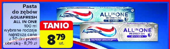 Pasta do zębów crystal white Aquafresh all-in-one protection promocja