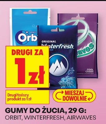 Gumy do żucia Orbit, Winterfresh, Airwaves DRUGA ZA 1 ZŁ promocja w Biedronka