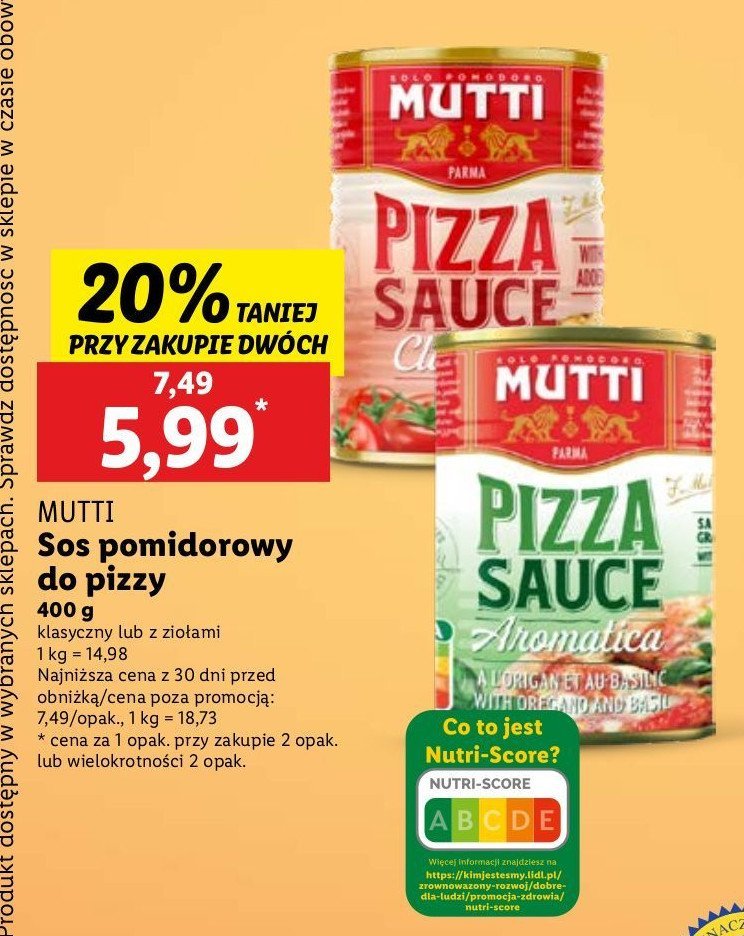 Sos do pizzy classica Mutti promocja