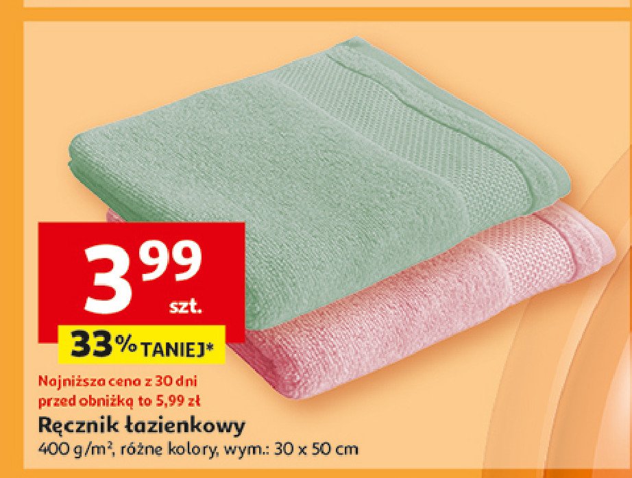 Ręcznik łazienkowy 30 x 50 cm promocja w Auchan