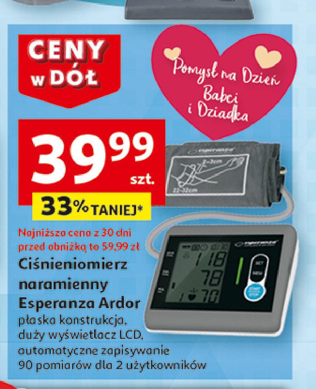 Ciśnieniomierz naramienny ardor Esperanza promocja w Auchan