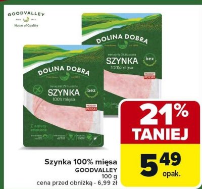 Szynka 100% mięsa 100 g promocja w Carrefour