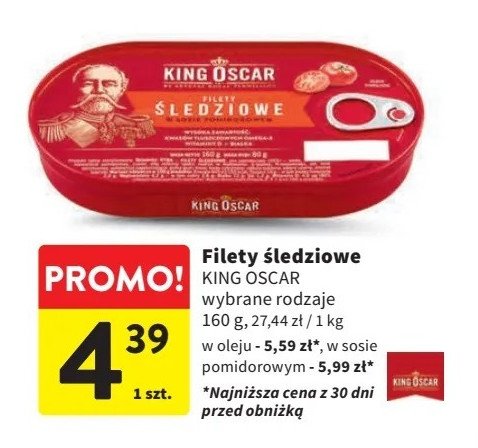 Filety śledziowe w sosie pomidorowym King oscar promocja