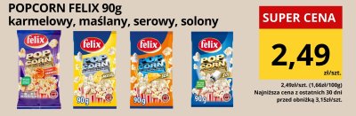 Popcorn Felix różne rodzaje 90g karmelowy, maślany, serowy, solony promocja w Supeco