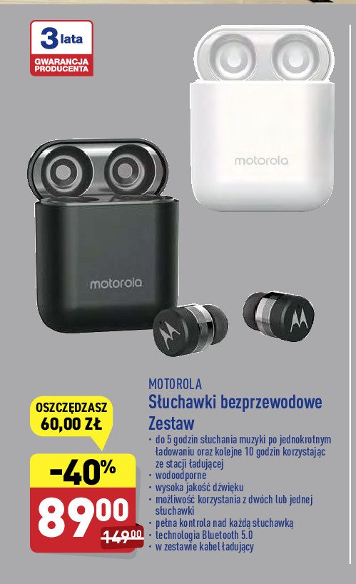 S艂uchawki vervebuds 110 black Motorola promocja