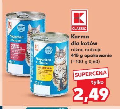 Karma dla kota adult z wołowiną i jagnięciną K-classic promocja w POLOmarket