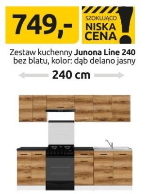 Zestaw kuchenny Junona Line 240 bez blatu, kolor: dąb delano jasny 240cm promocja w Black Red White