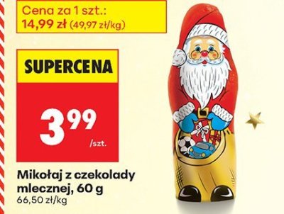 Mikołaj z czekolady mlecznej, 60 g promocja w Biedronka