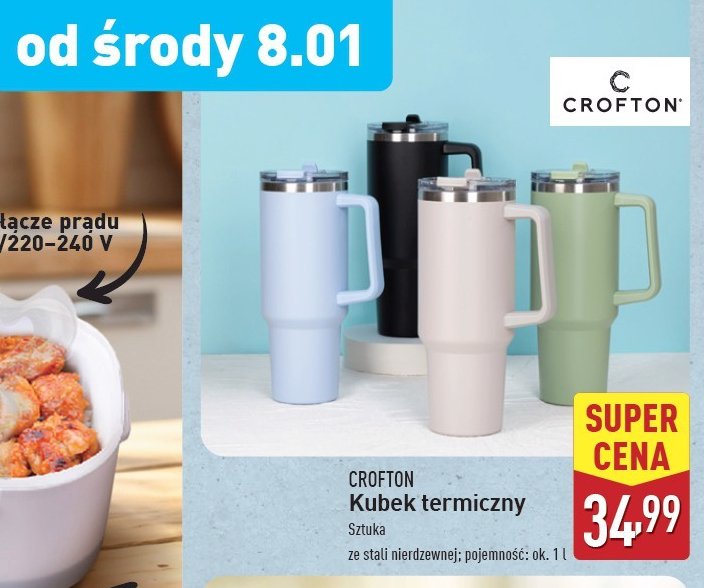 Kubek termiczny 1 l Crofton promocja w Aldi