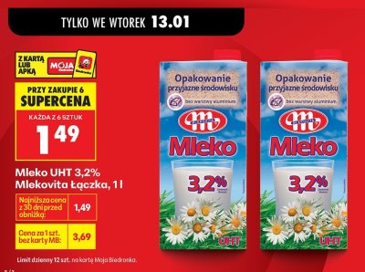 Mleko UHT 3,2% Mlekovita Łączka promocja w Biedronka
