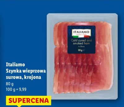 Szynka wieprzowa surowa, krojna Italiamo promocja w Lidl