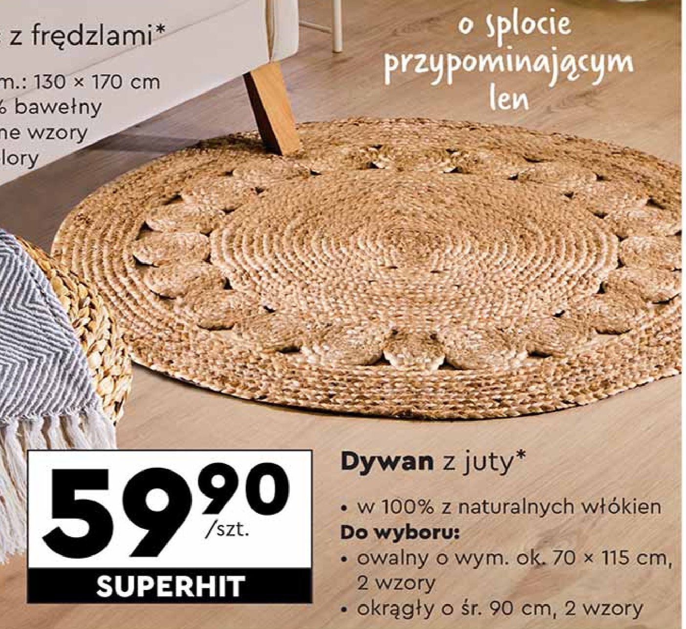 Dywan z juty 70 x 115 cm Smukee promocja