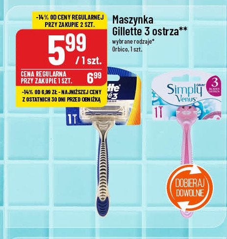 Maszynka do golenia pink Gillette simply venus 3 promocja