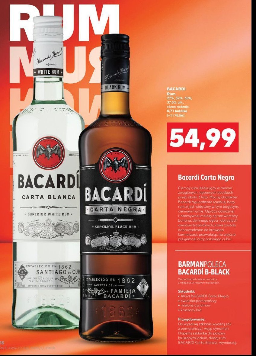 Rum Bacardi carta negra promocja w Kaufland