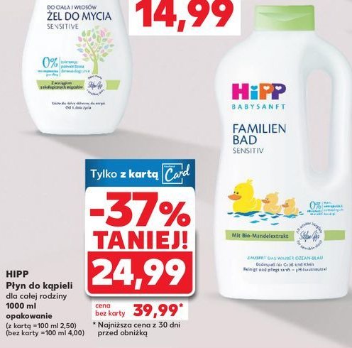 Płyn do kąpieli dla niemowląt Hipp babysanft promocja w Kaufland