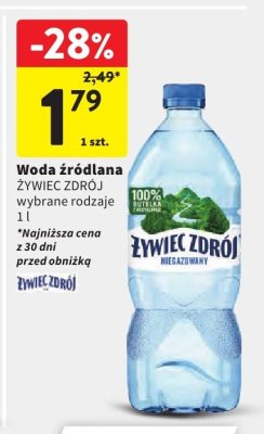 Woda źródlana ŻYWIEC ZDRÓJ wybrane rodzaje promocja w Intermarche