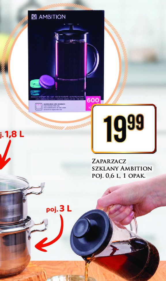 Zaparzacz 600 ml Ambition promocja w Dino