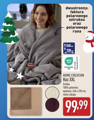 Koc XXL 240x220 cm HOME CREATION promocja w Aldi