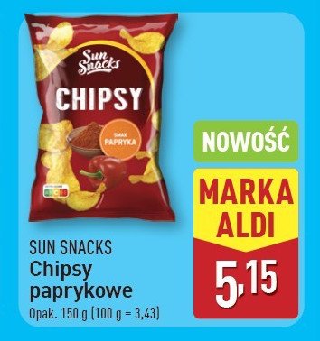 Chipsy paprykowe SUN SNACKS promocja w Aldi